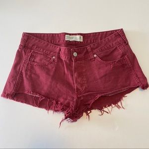 Y2k Maroon denim low rise cut off shorts. Size 8